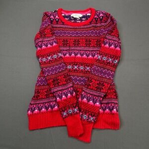 LOGG Fair Isle Snowflake Sweater Red Pink Purple XS